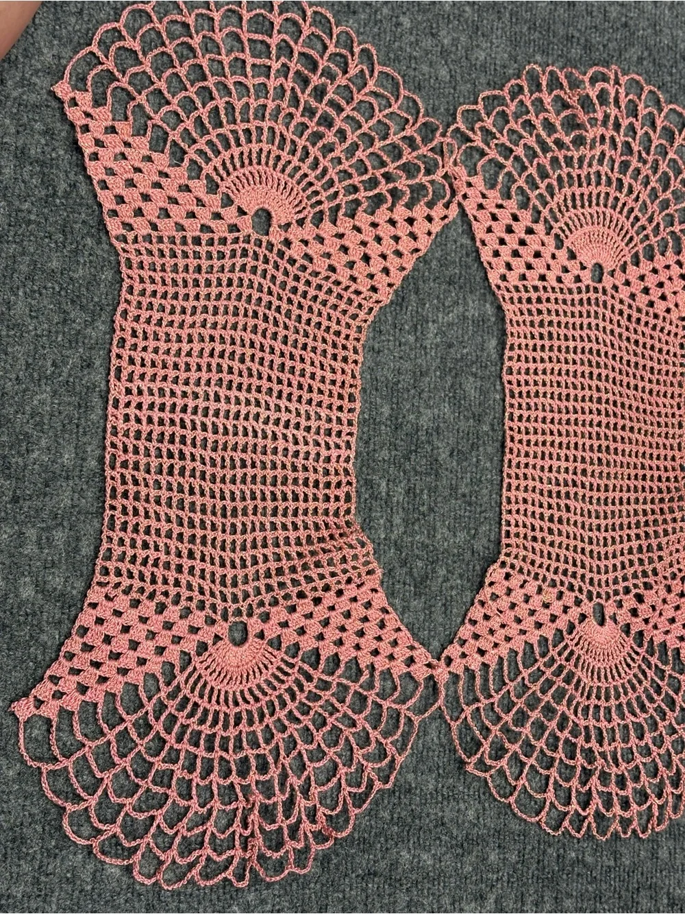 Swedish Crocheted Pink Table Runners Open Pineapple Design